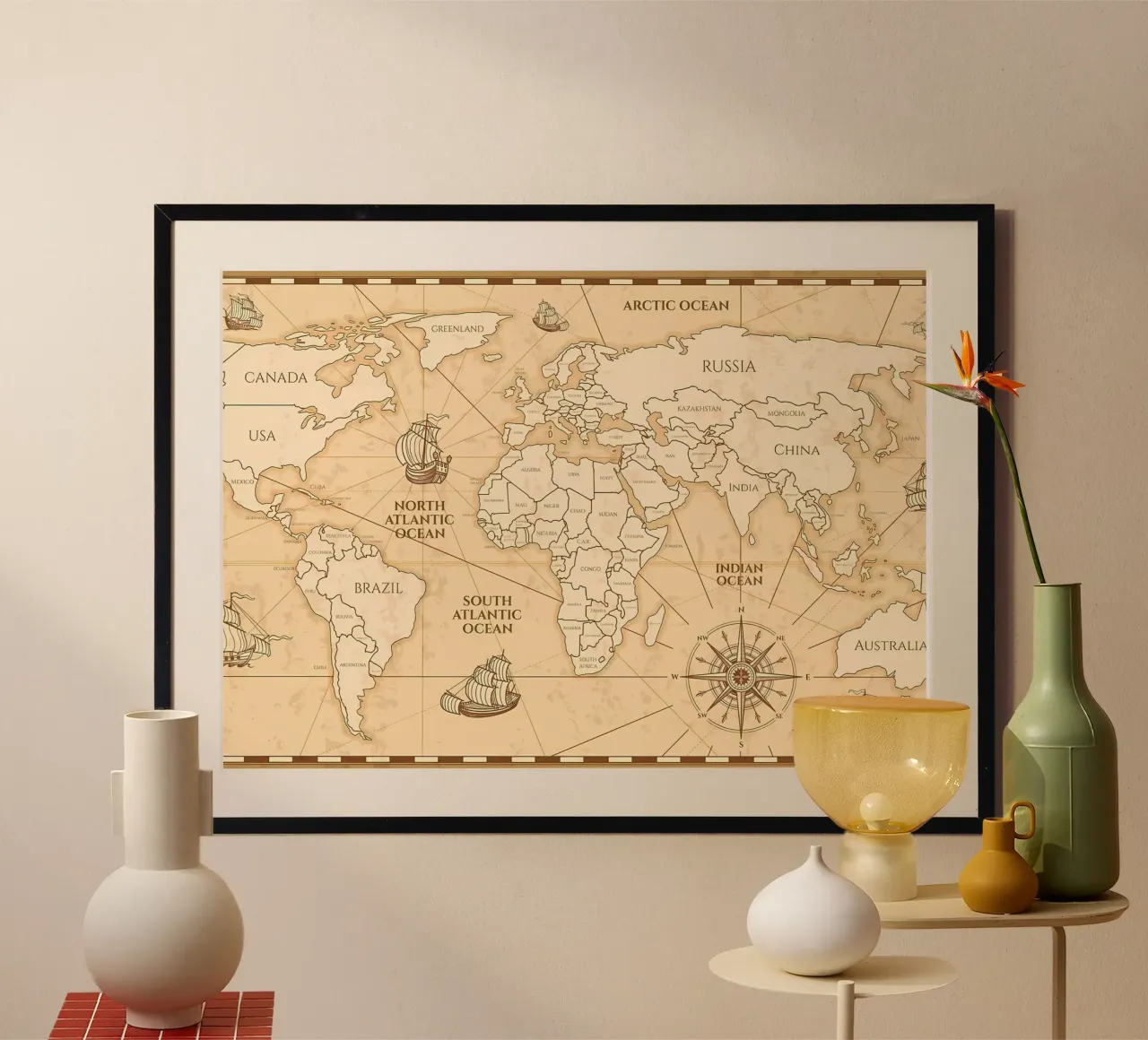Mappa del mondo d'epoca poster da Aiden Garcia