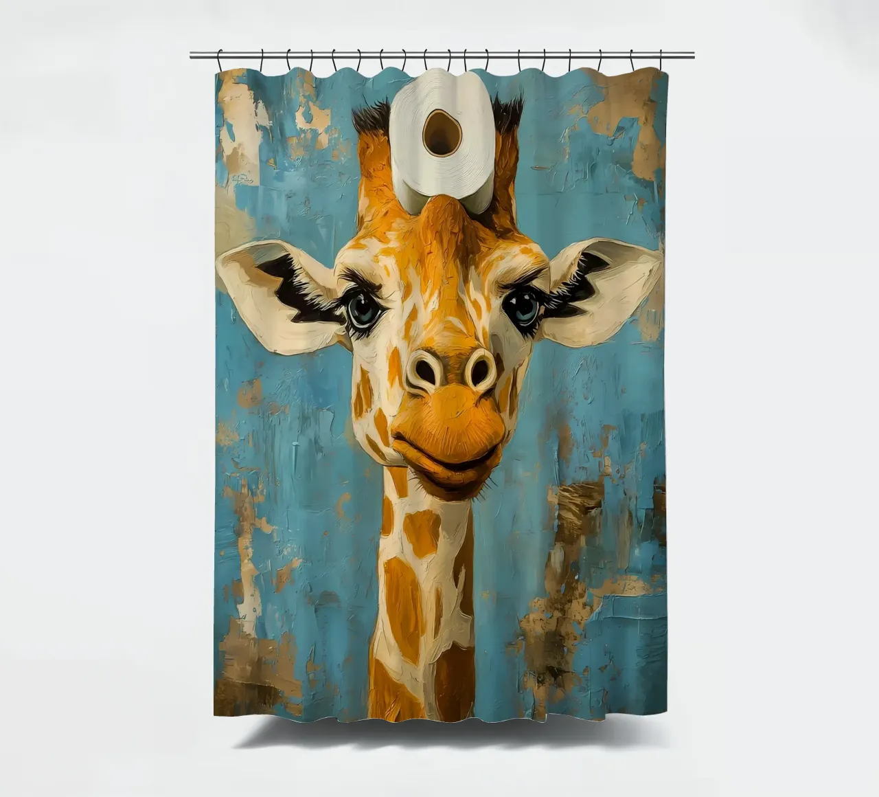 Giraffa con carta igienica tenda da doccia da Adrian Patel