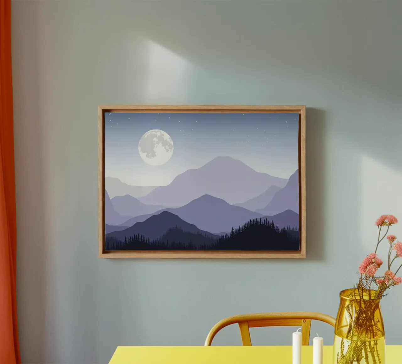Berg kleuren vector canvas met Baklijst van Bartosz Powalka