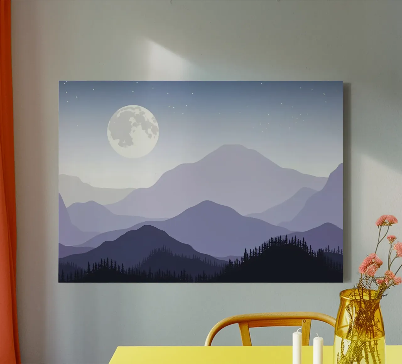 Berg kleuren vector canvas met Baklijst van Bartosz Powalka