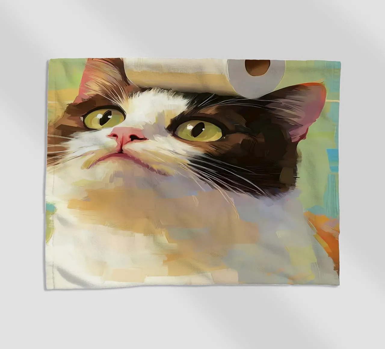 Gatto con carta igienica telo mare da Adrian Patel
