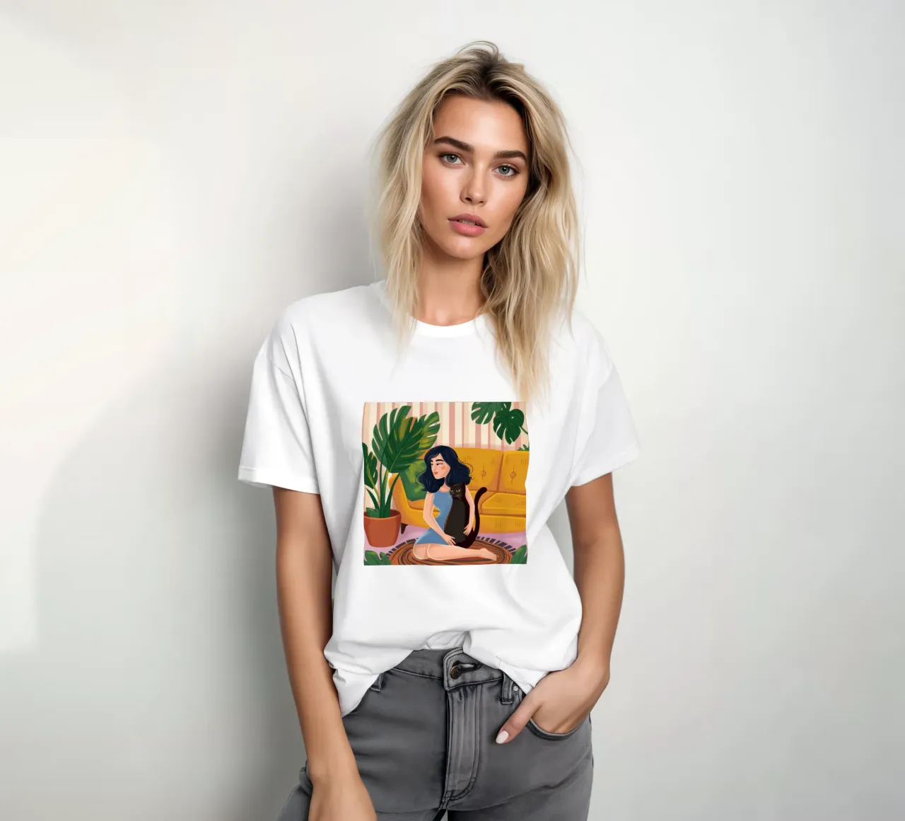 Accogliente compagno del gatto t-shirt da Lumina Vision