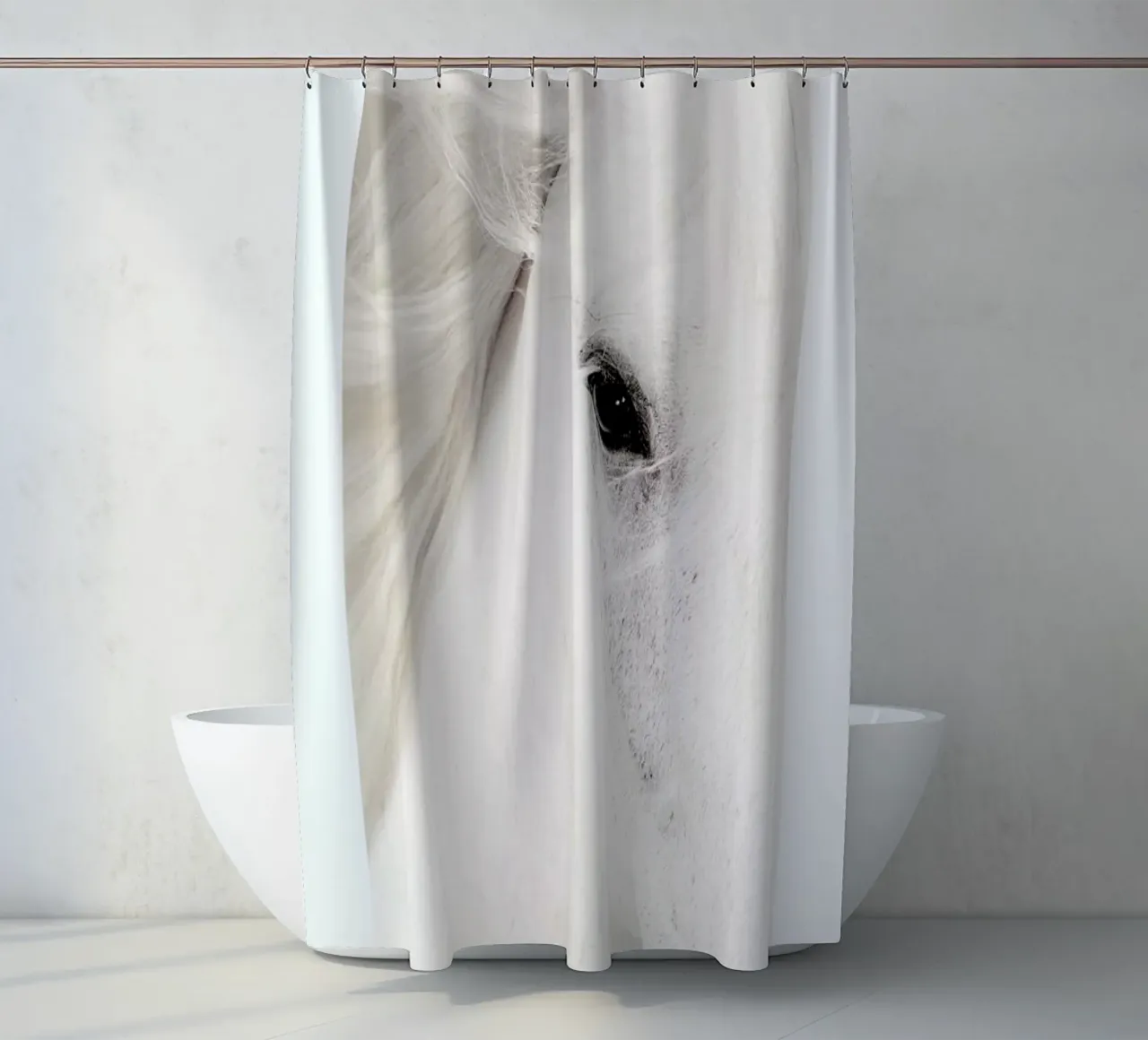 White Horse shower curtain by Natural Kingdom