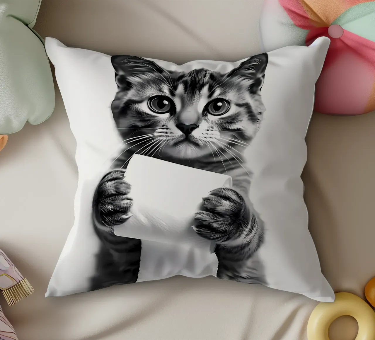 Kitten Animal Bathroomr decorative cushion by Adrian Patel
