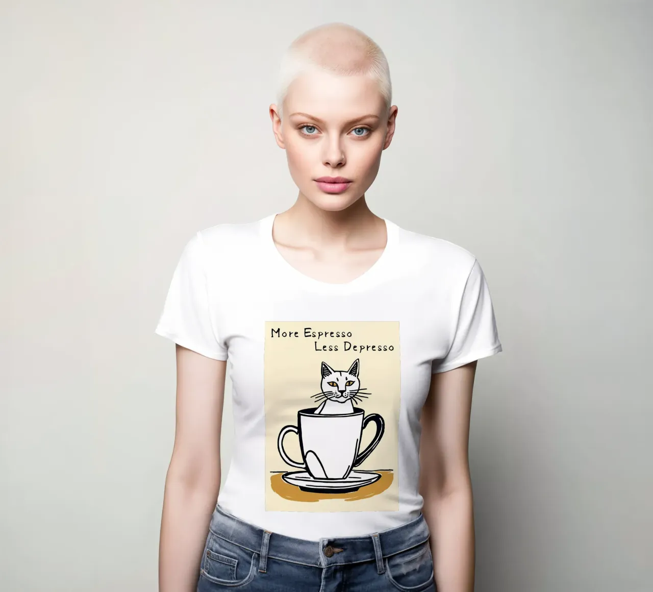 Skurrile Kaffee-Katze Frauen T-Shirt von Bartosz Powalka