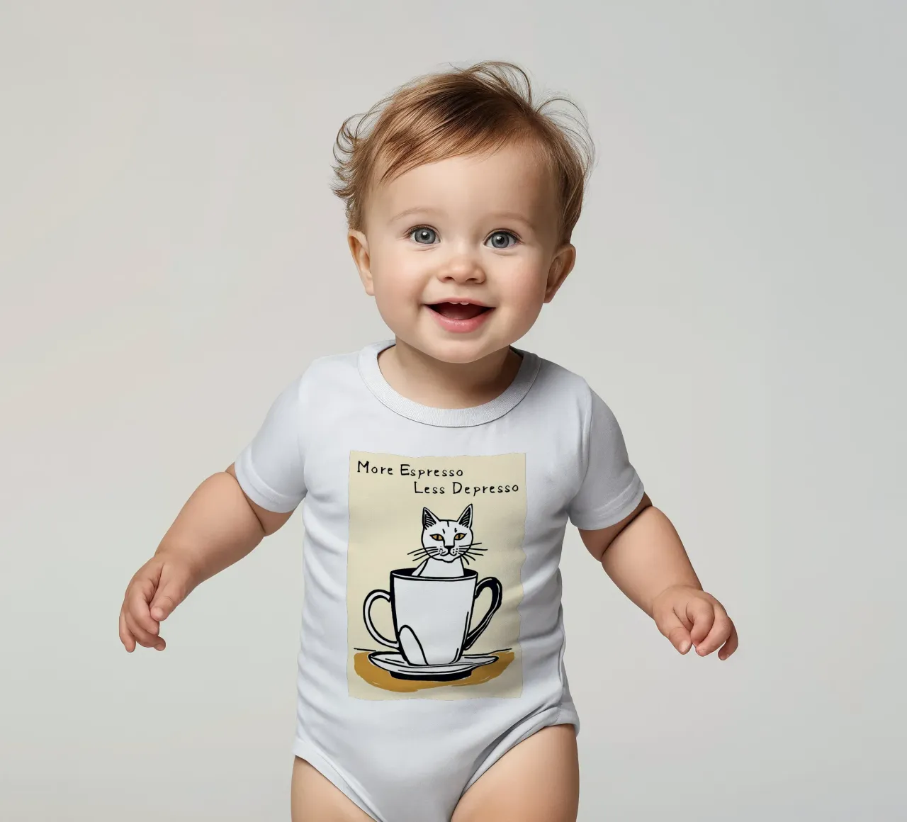 Caffè eccentrico Catr body neonato maniche corte da Bartosz Powalka
