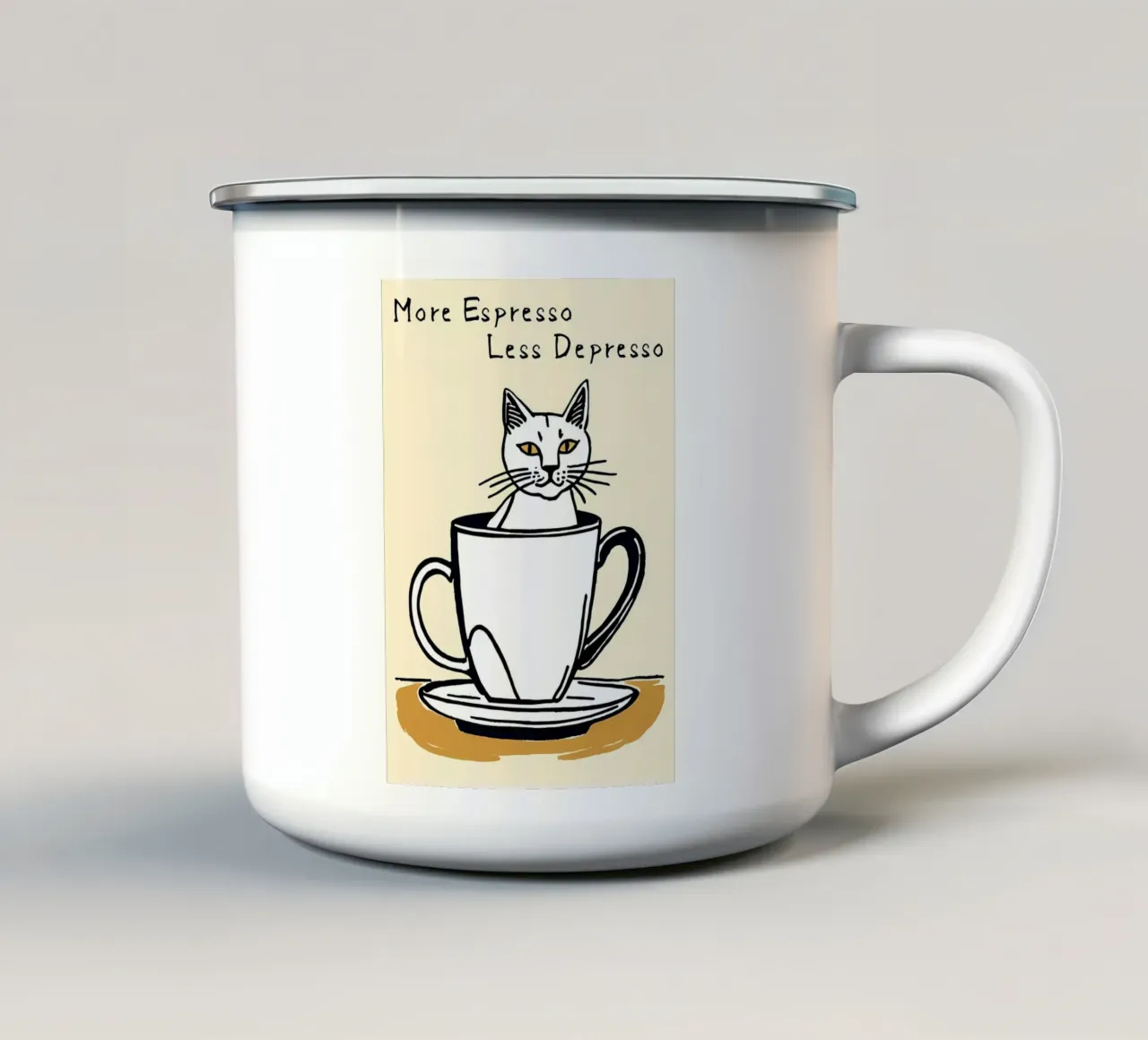 Caffè eccentrico Catr tazza in smalto da Bartosz Powalka