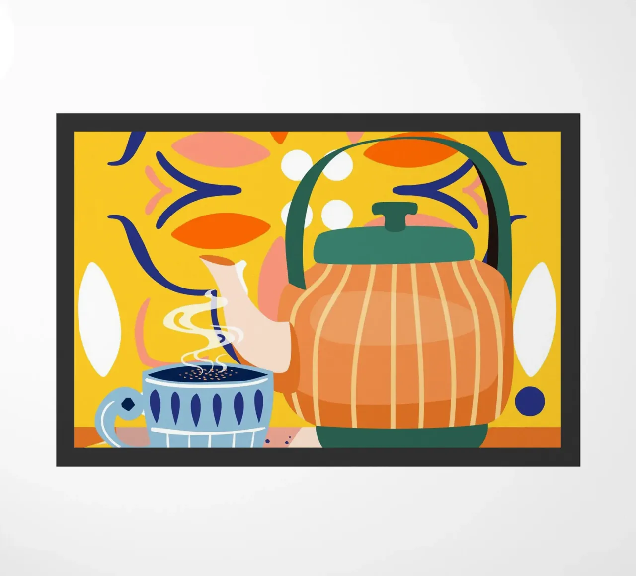 Latte alla spezia di zucca, bollitore per il tè e caffè Bright Happy zerbino da 83oranges