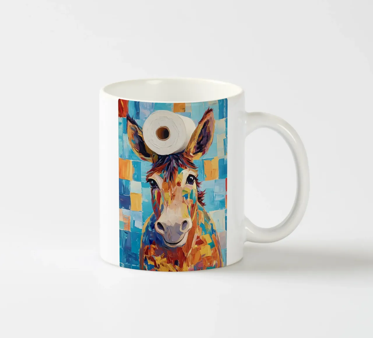 Donkey with Toilet Paper ceramic mug by Adrian Patel