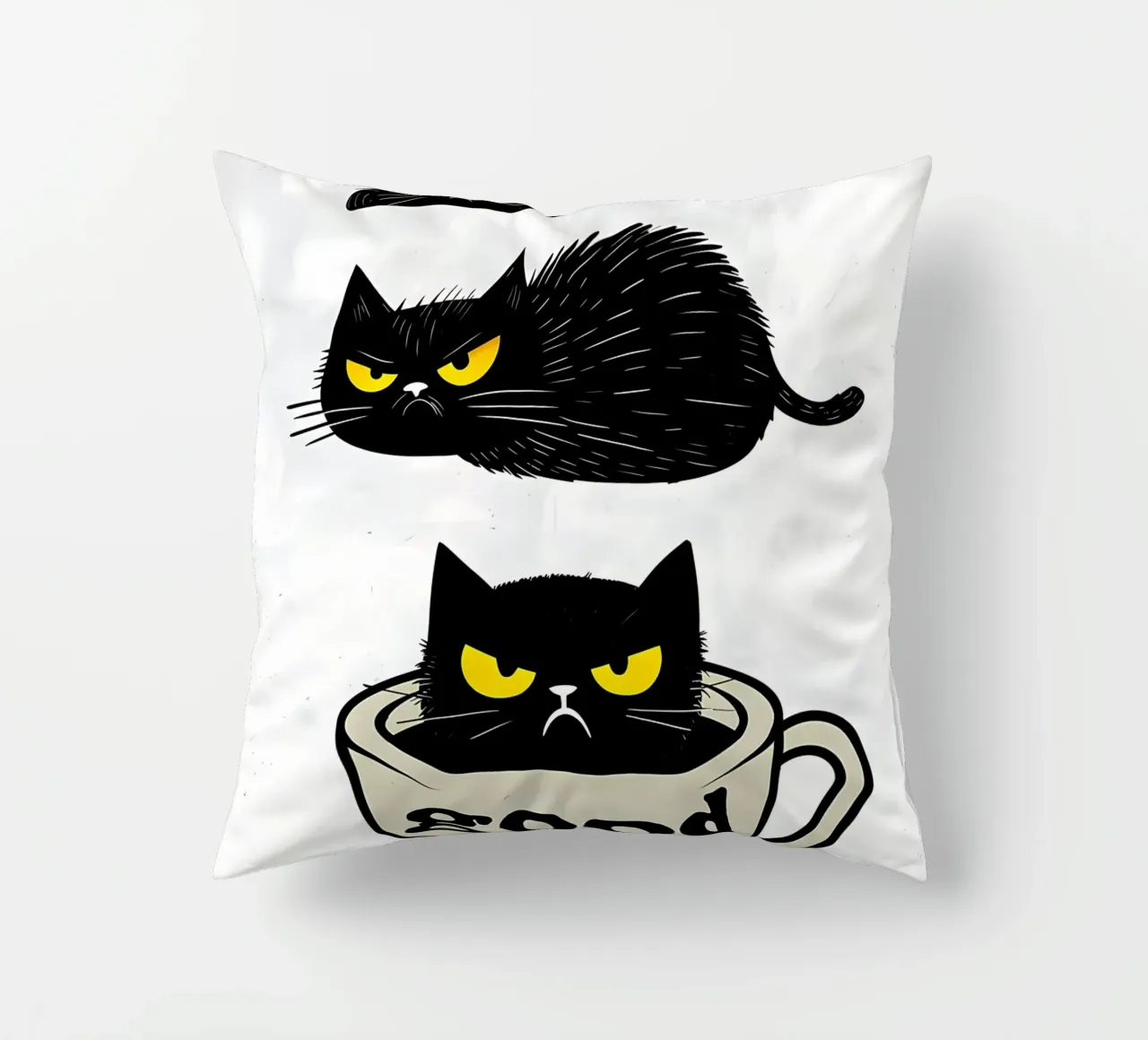 Gatto divertente Caffè mattutino cuscino da Bartosz Powalka