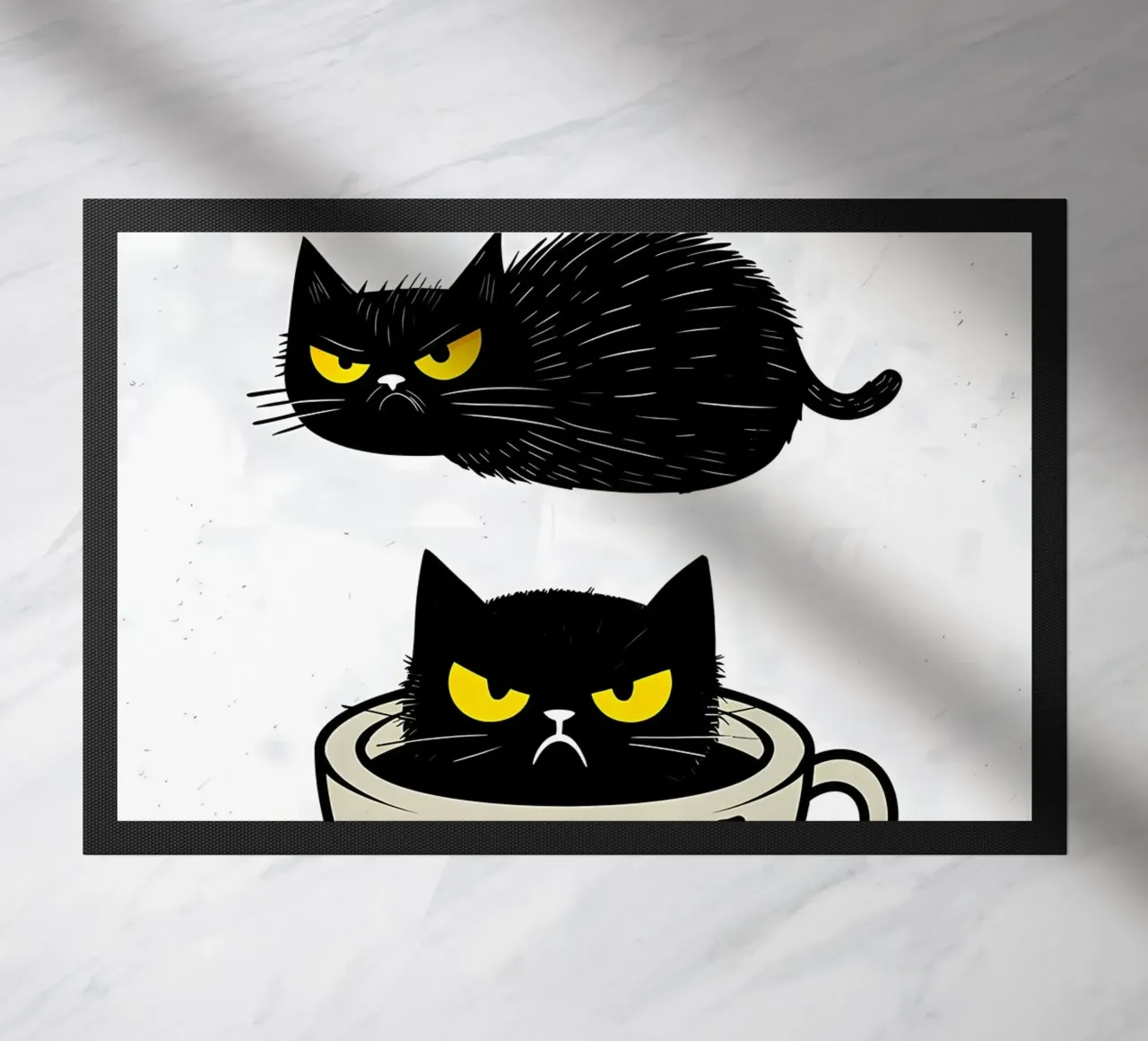 Gatto divertente Caffè mattutino zerbino da Bartosz Powalka