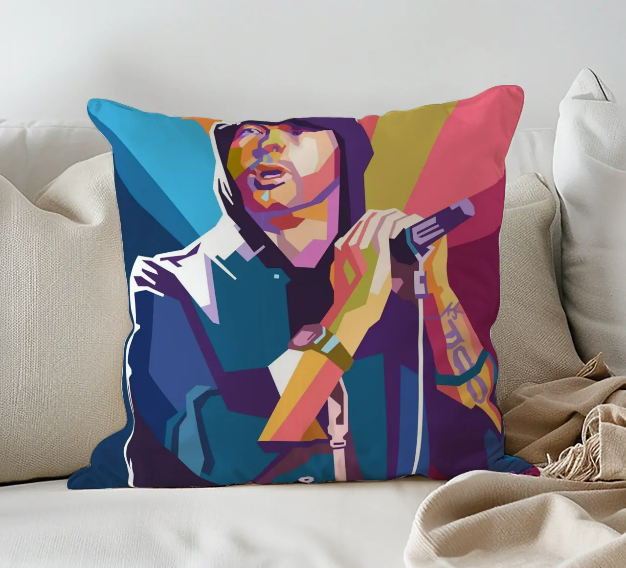 L'iconico rapper Eminem pop art cuscino da Hantamrata