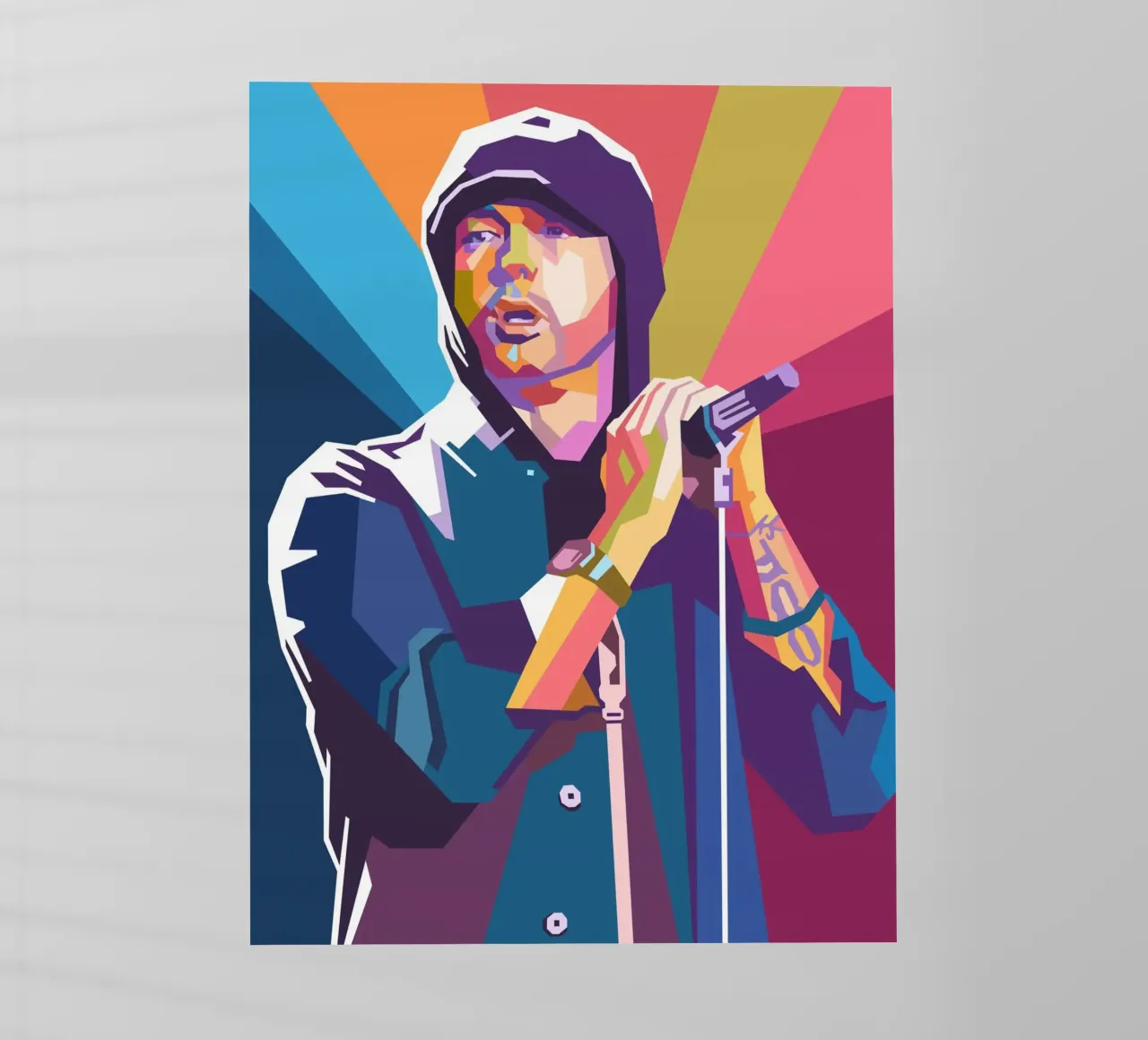 L'iconico rapper Eminem pop art pellicola backlit da Hantamrata