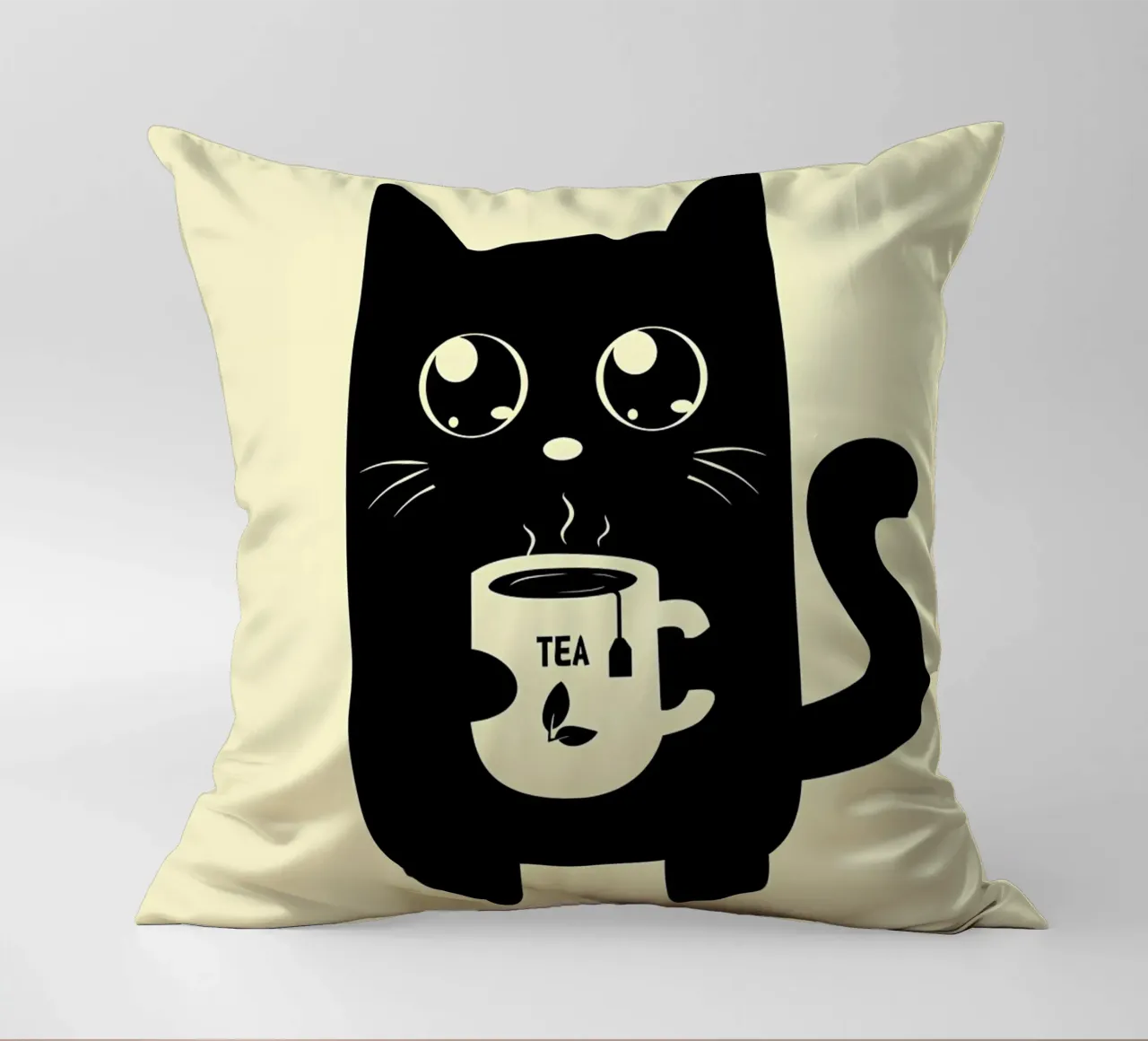 Cat and Tea decorative cushion by Bartosz Powalka
