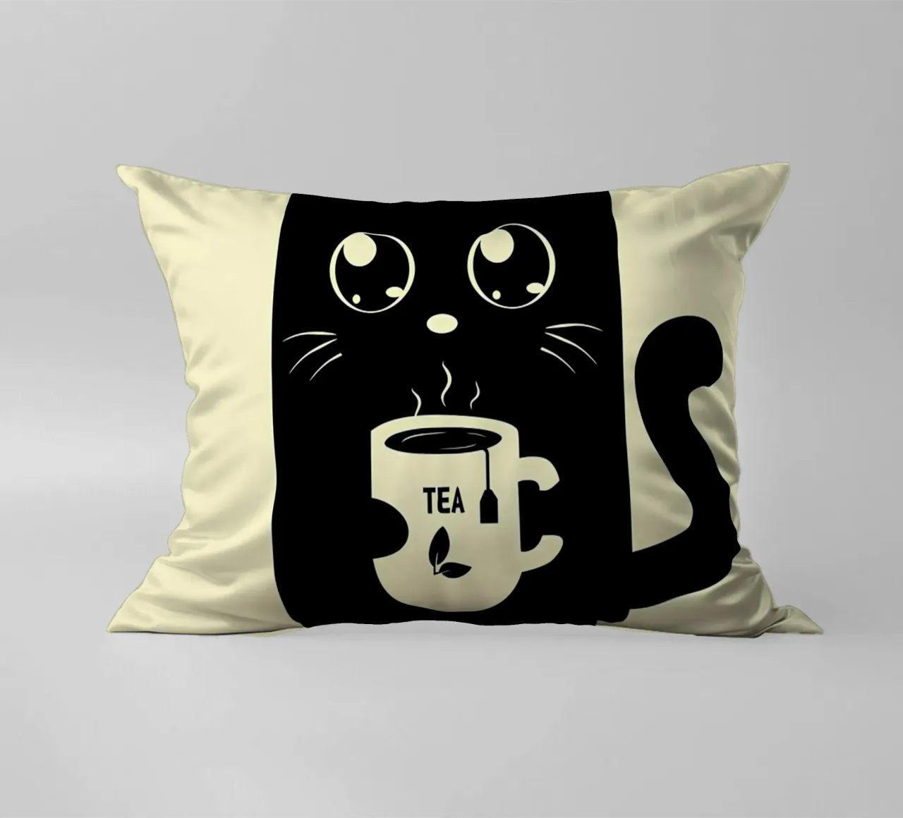 Cat and Tea decorative cushion by Bartosz Powalka