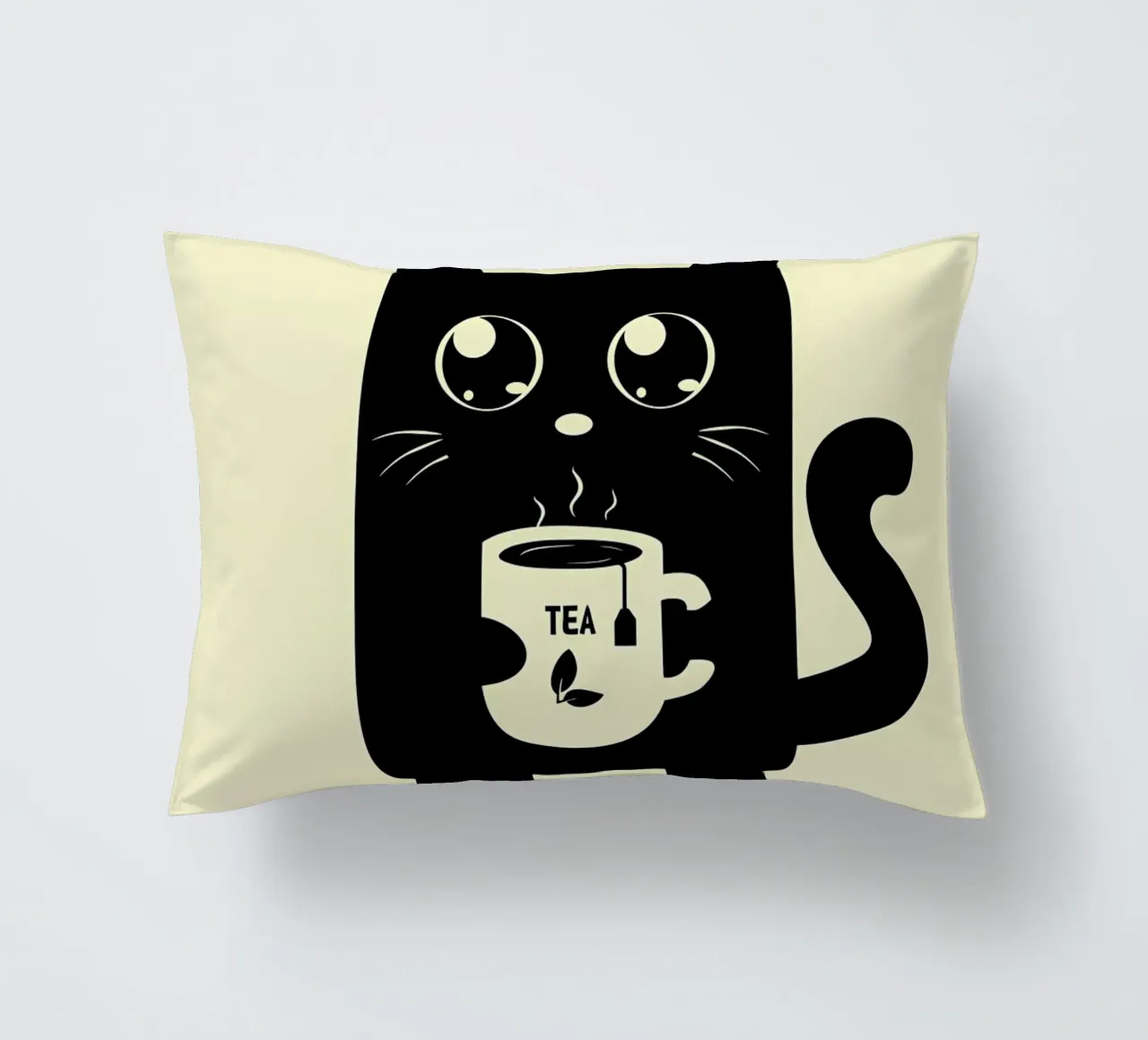 Cat and Tea decorative cushion by Bartosz Powalka