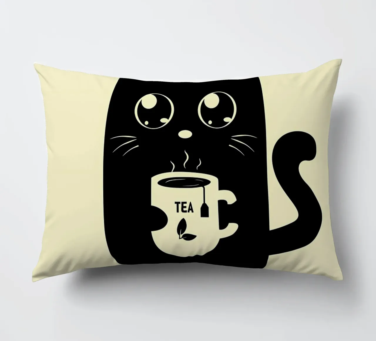 Cat and Tea decorative cushion by Bartosz Powalka