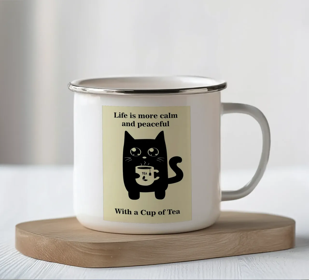 Gatto e tè tazza in smalto da Bartosz Powalka