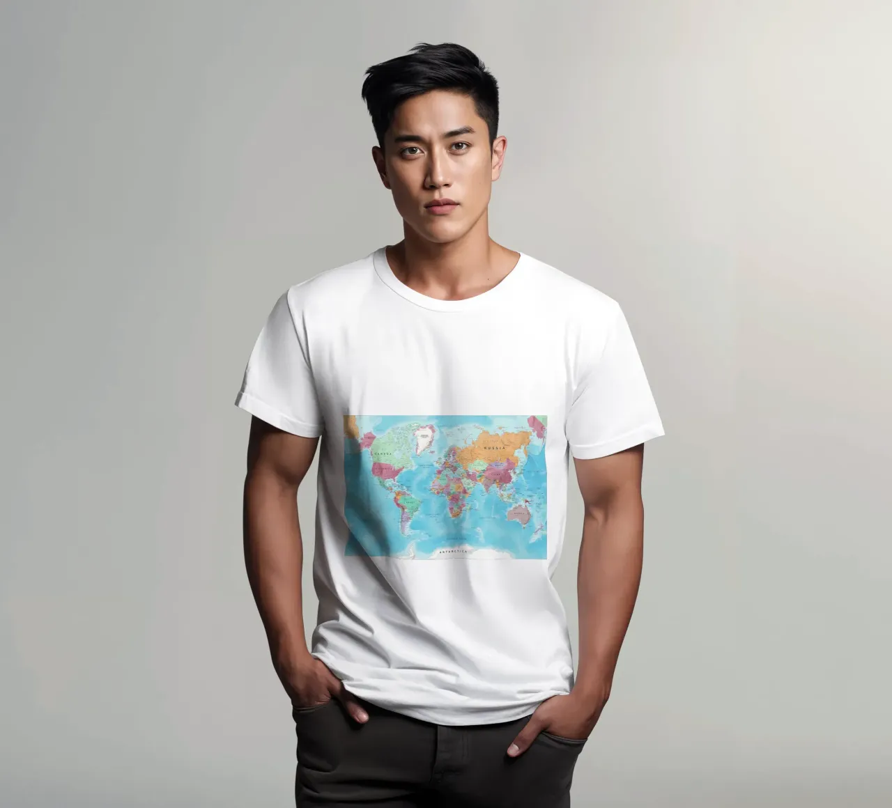 World map t-shirt by Aiden Garcia
