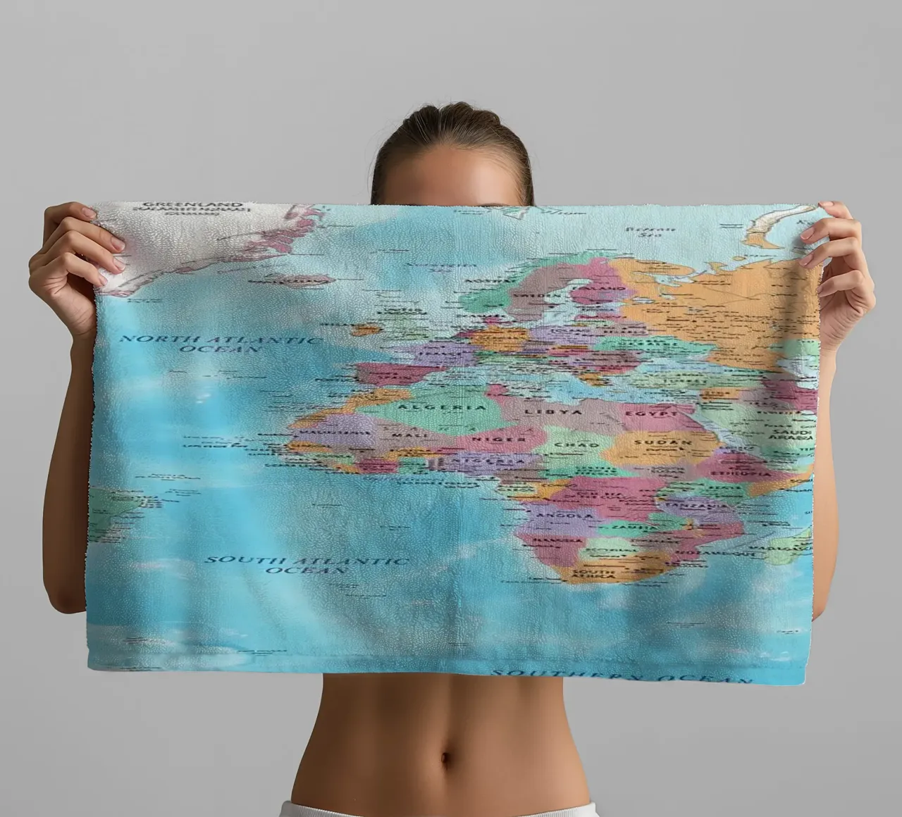 World map towel by Aiden Garcia