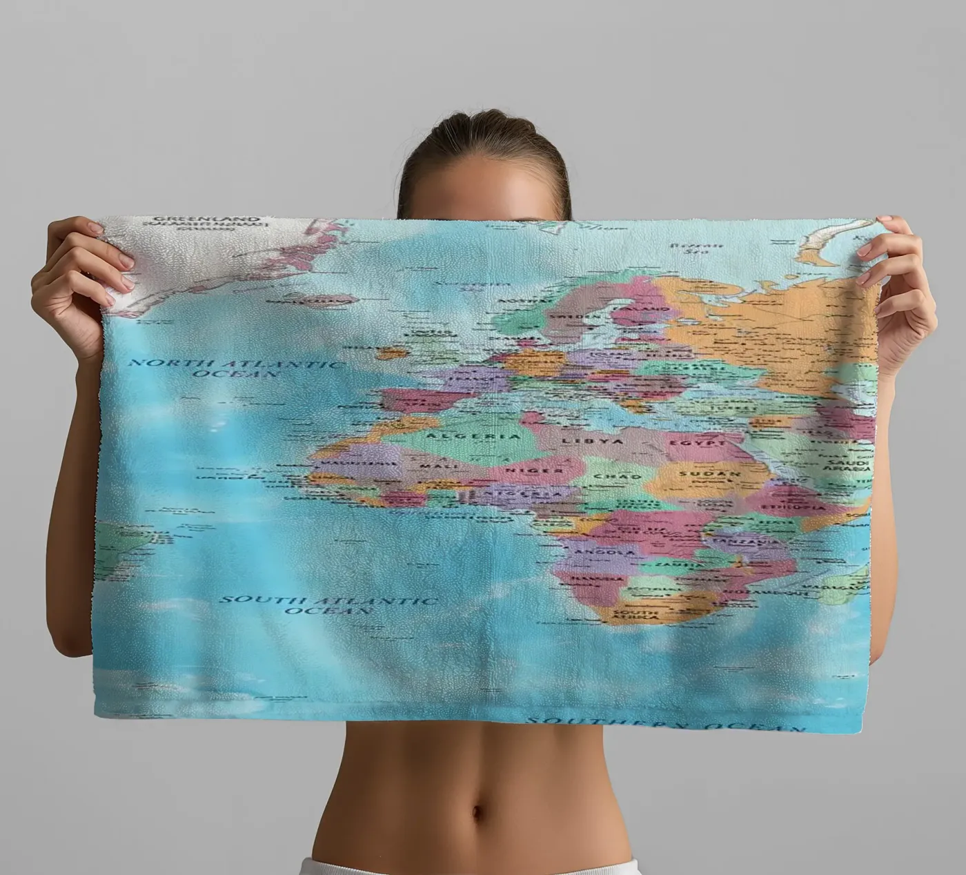 World map towel by Aiden Garcia