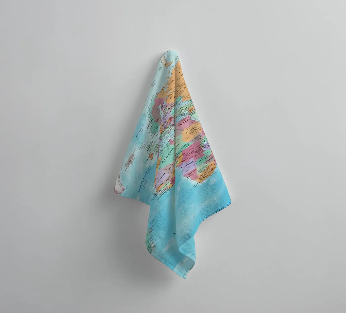 World map towel by Aiden Garcia
