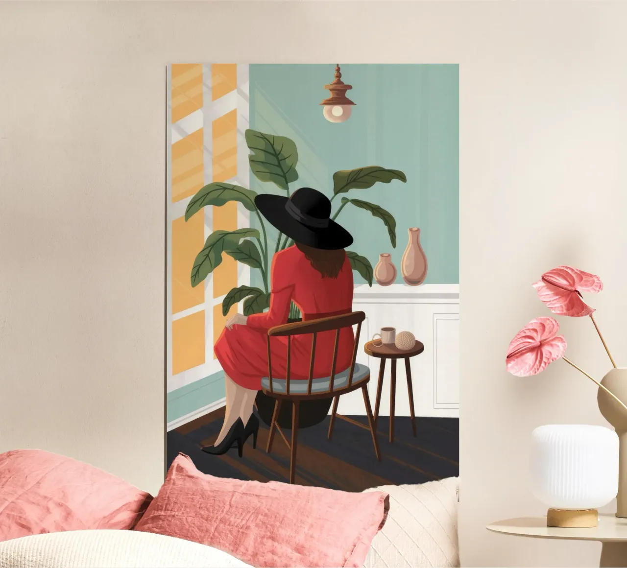 Momento di solitudine riflessiva poster con telaio in legno da Lumina Vision