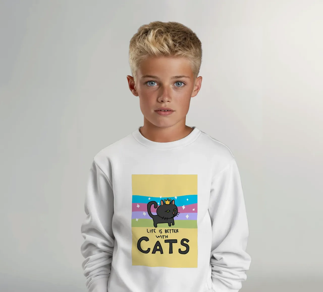 Life is better with cats kids sweatshirt by Bartosz Powalka