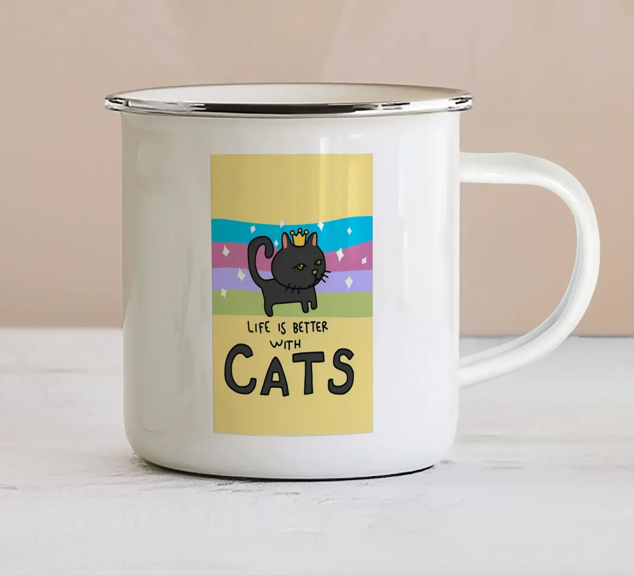 La vita è migliore con i gatti tazza in smalto da Bartosz Powalka