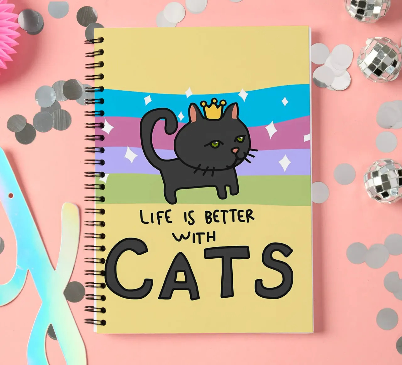 Life is better with cats spiral notebook by Bartosz Powalka