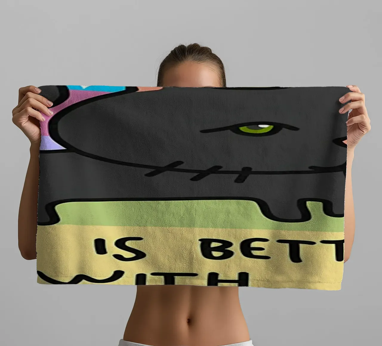 Life is better with cats towel by Bartosz Powalka
