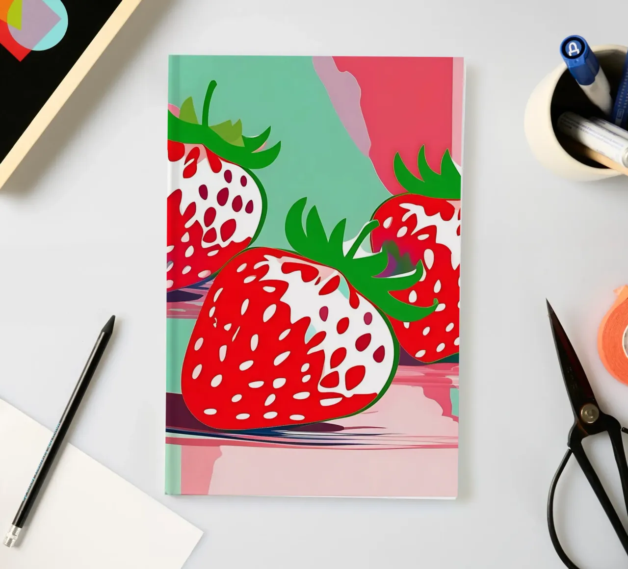 Strawberries_style_A_1 notebook by Pink- und LoveArt by LK
