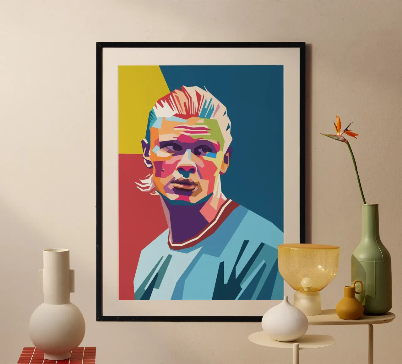 Calcio Erling Haaland poster con telaio in legno da Hantamrata