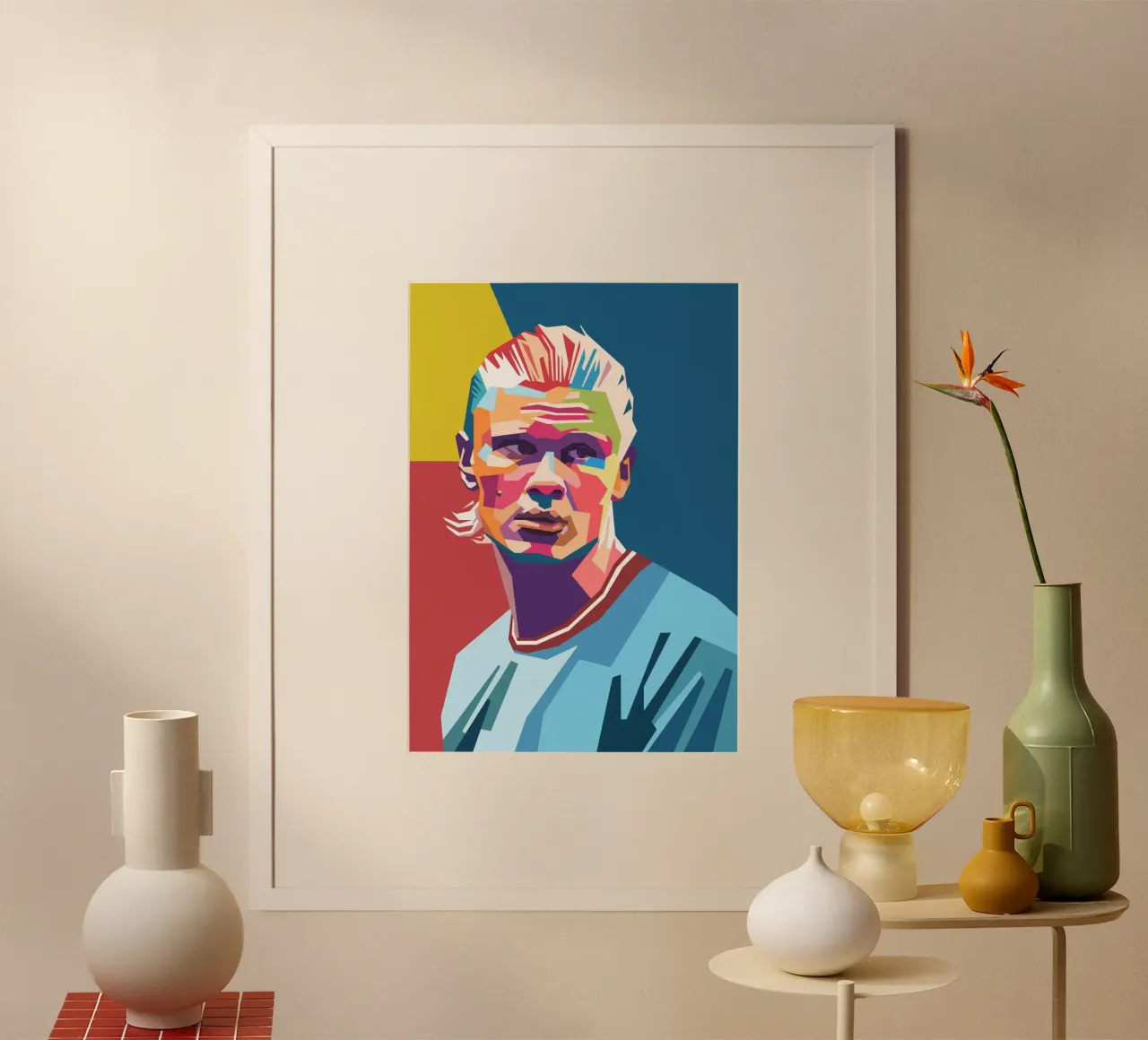 Calcio Erling Haaland poster con telaio in legno da Hantamrata