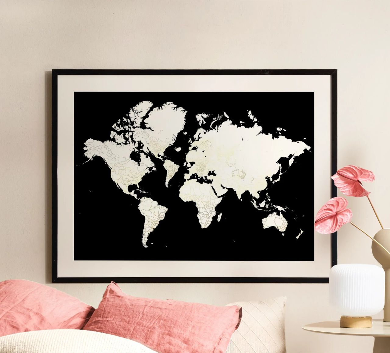 world map gold poster by Aiden Garcia