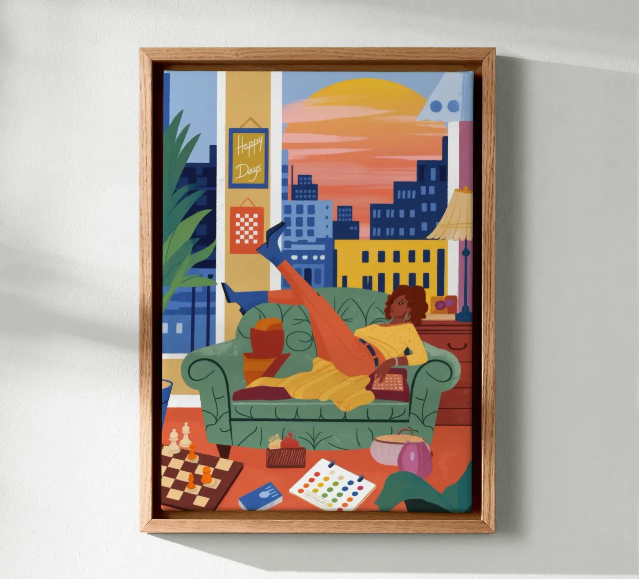 Stedelijke ontspanning droomlandschap canvas met Baklijst van Lumina Vision