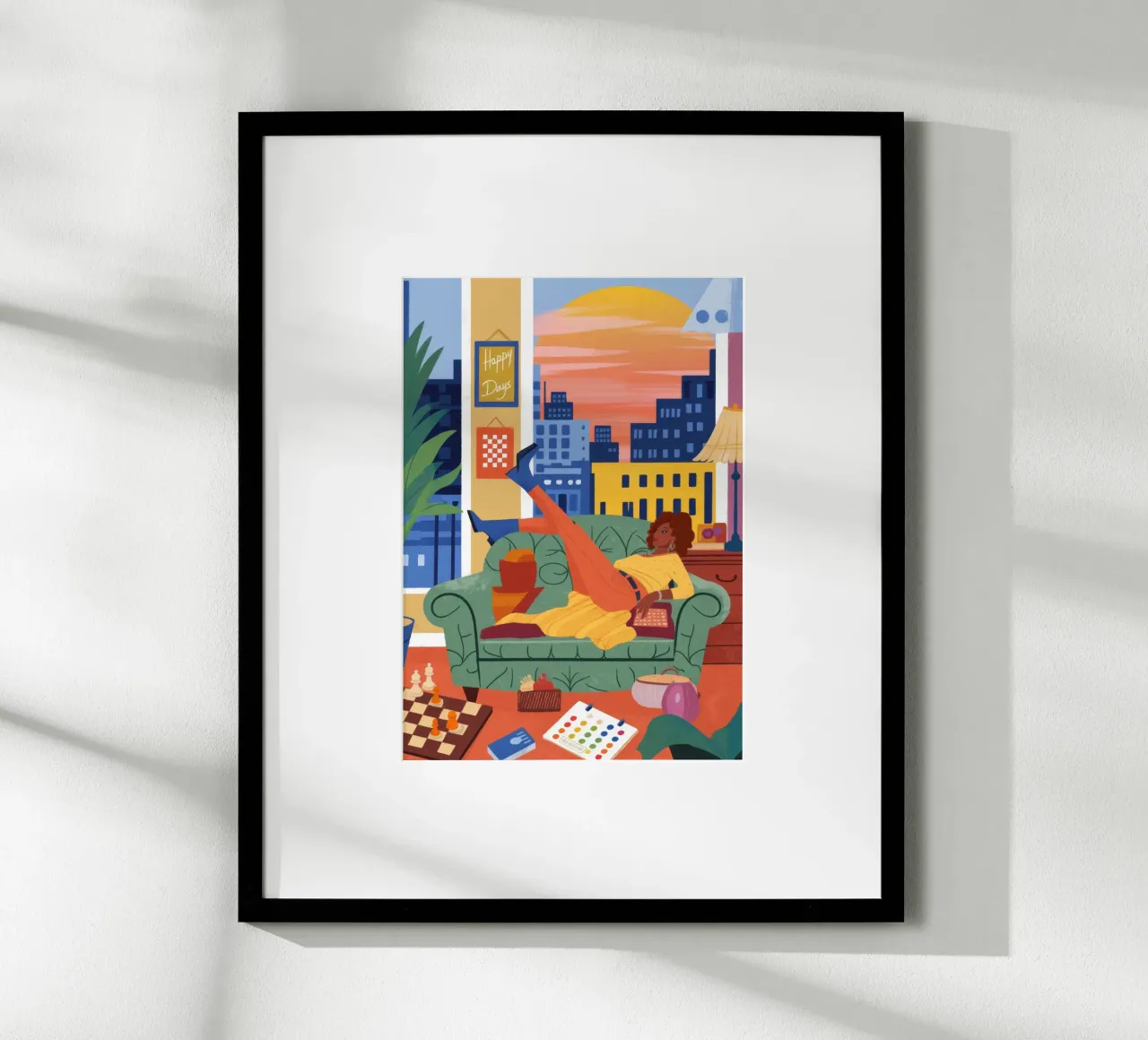 Paisaje onírico de relajación urbana poster con marco de madera de Lumina Vision