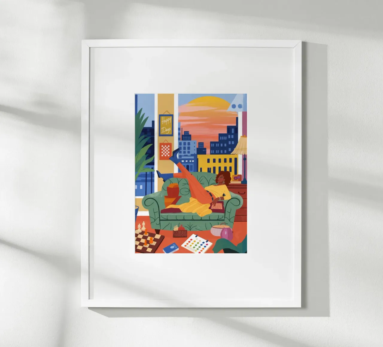 Paisaje onírico de relajación urbana poster con marco de madera de Lumina Vision