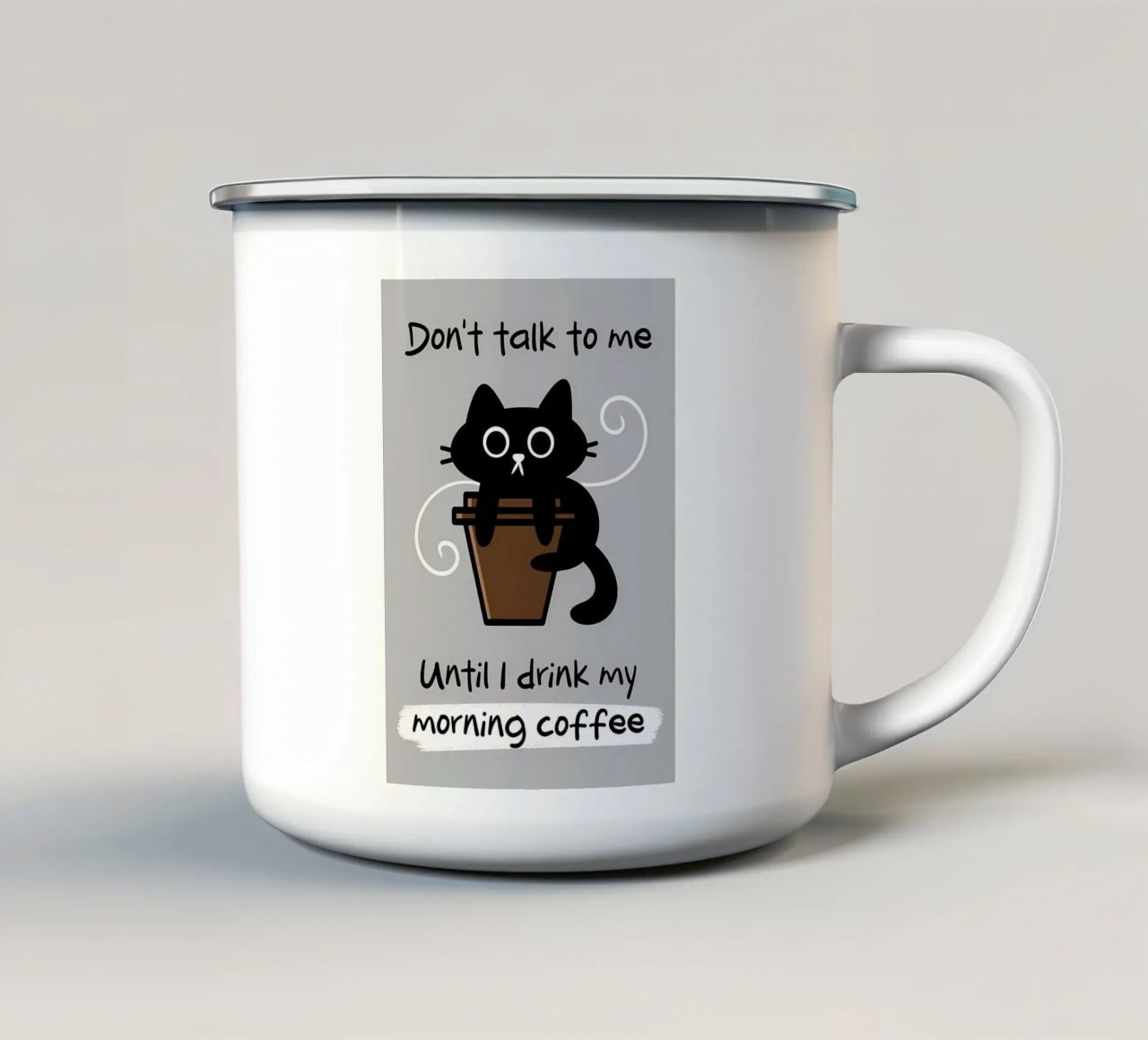 Non parlare prima del caffè tazza in smalto da Bartosz Powalka