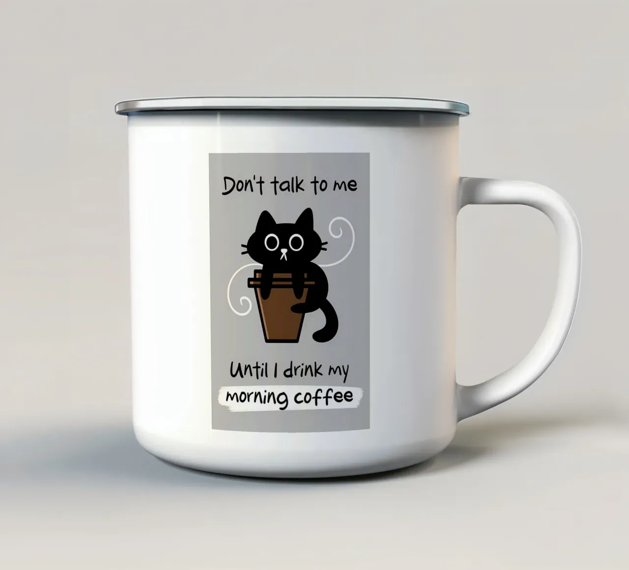 No hables antes del café taza de esmalte de Bartosz Powalka