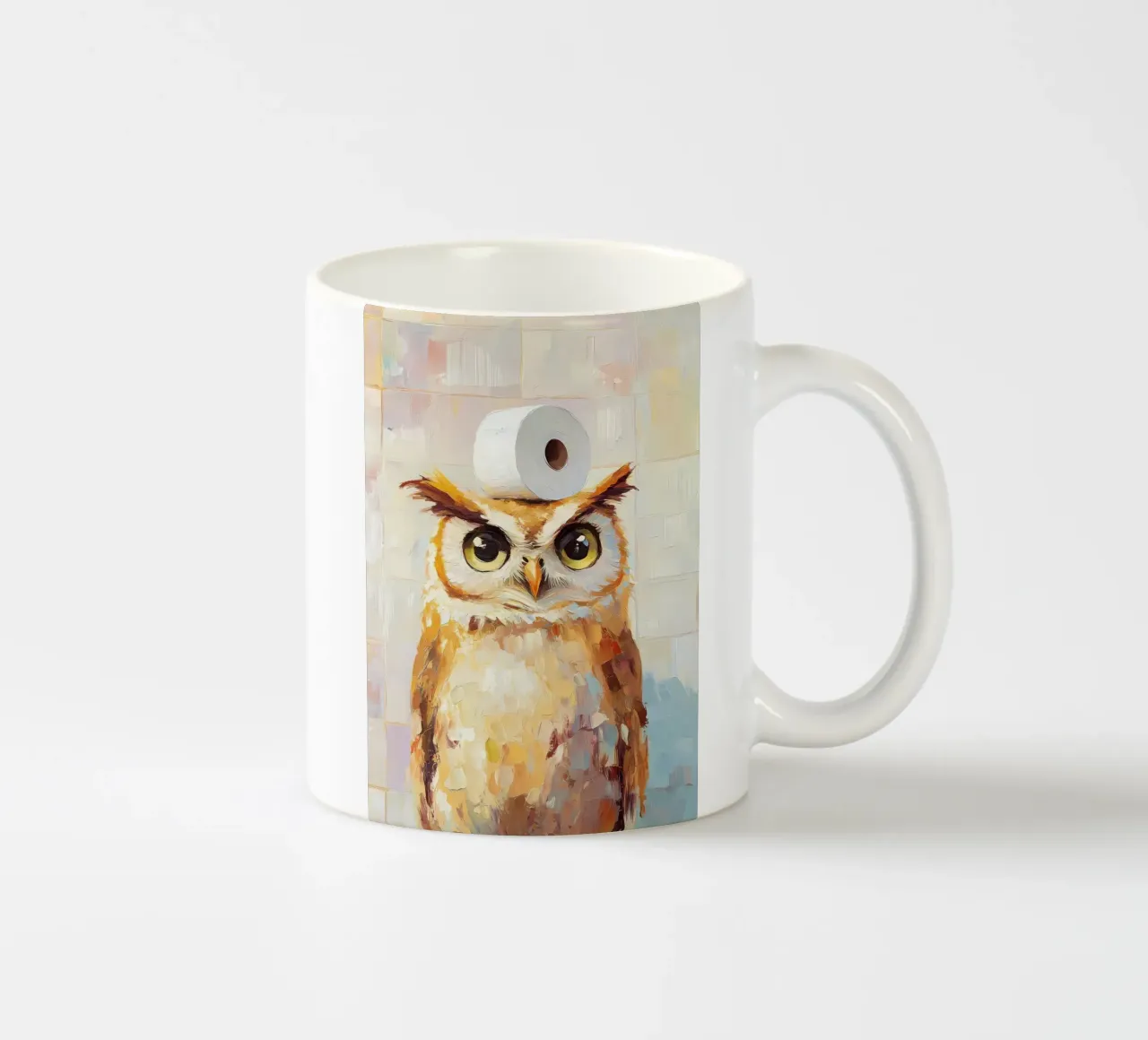 Gufo con carta igienica tazza in ceramica da Adrian Patel