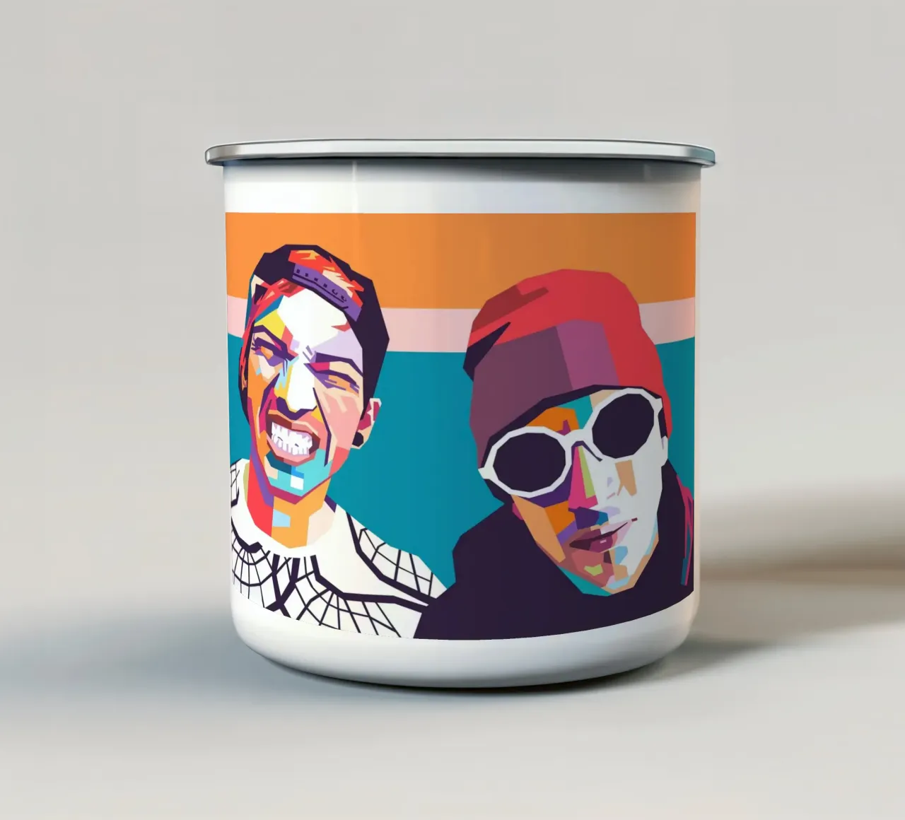 Pop art della band Twenty One Pilots tazza in smalto da Hantamrata