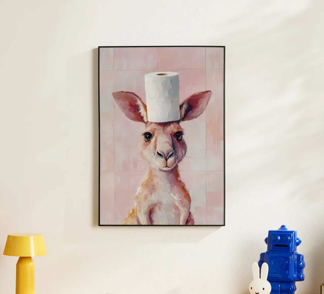 Kangaroo with Toilet Paper Hat alu-dibond by Adrian Patel