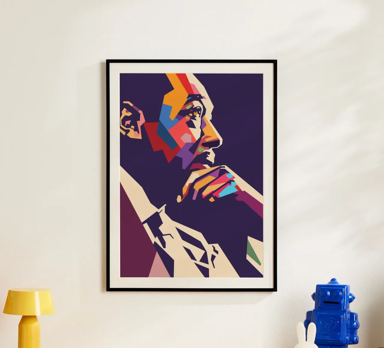 Ritratto pop art di Duke Ellington poster con telaio in legno da Hantamrata