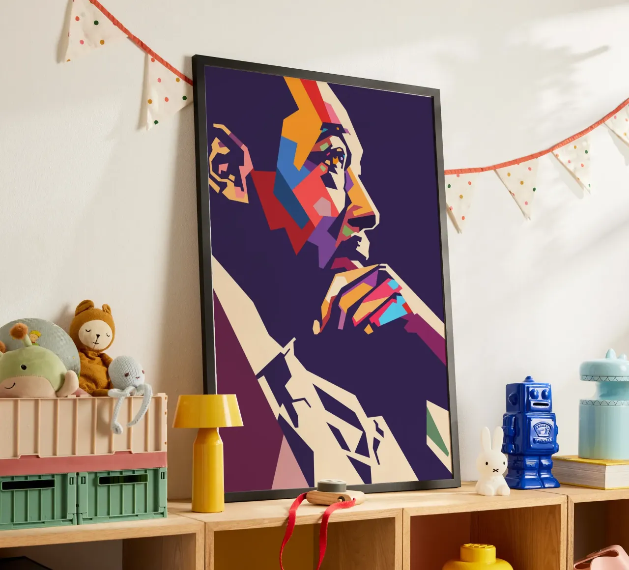 Ritratto pop art di Duke Ellington poster con telaio in legno da Hantamrata