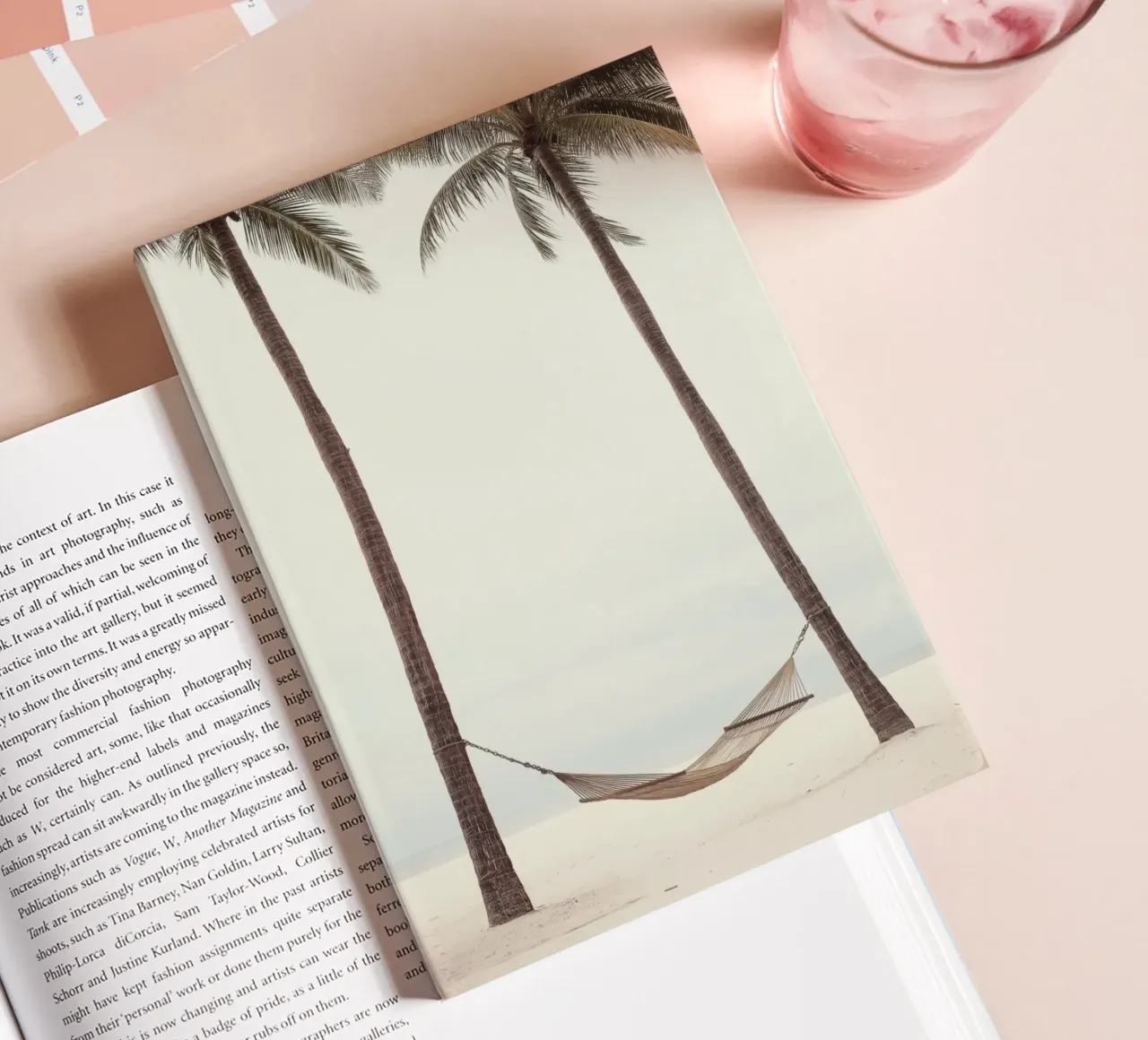 Hammock Between Palm Trees Beach Art notebook by Indigo Tides Art