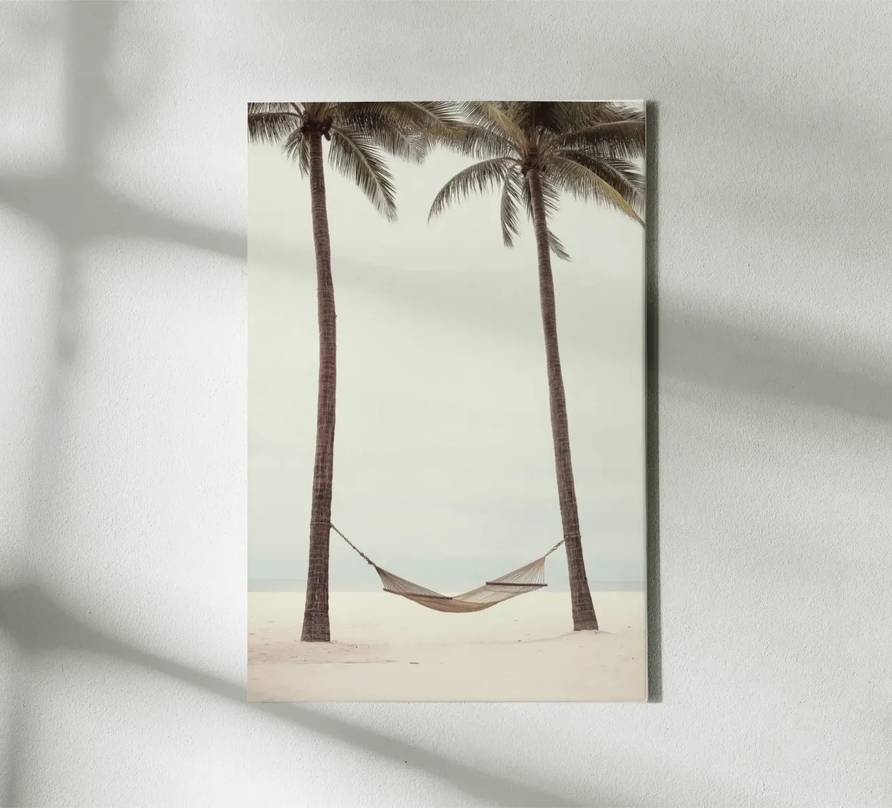 Hammock Between Palm Trees Beach Art canvas with Floater frame by Indigo Tides Art
