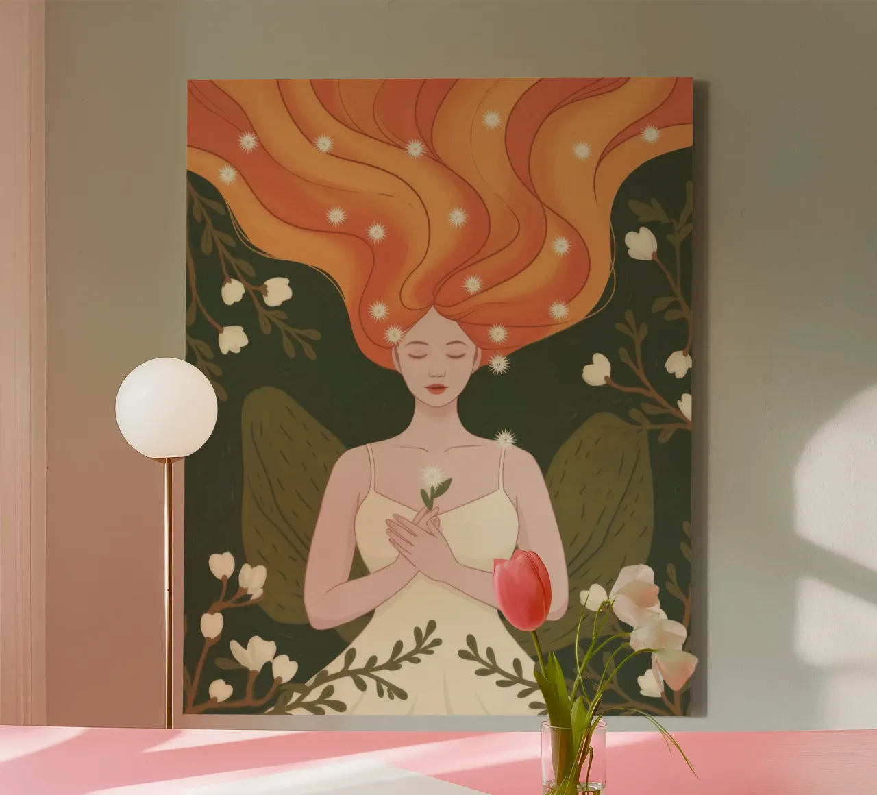 Engelenvlam mijmering canvas met Baklijst van Lumina Vision