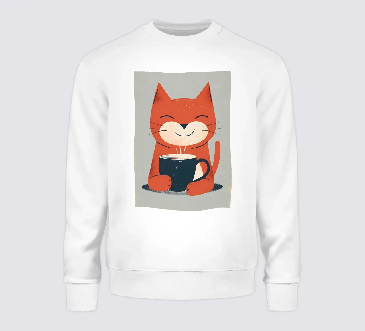 Cat Drinking Coffee smile sweatshirt by Bartosz Powalka