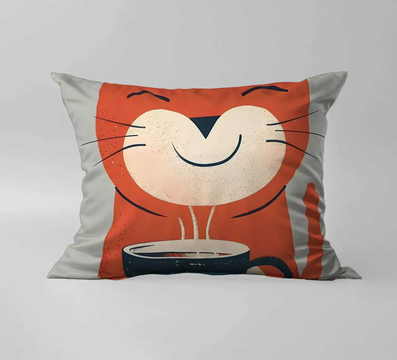 Gatto che beve caffè smile cuscino da Bartosz Powalka